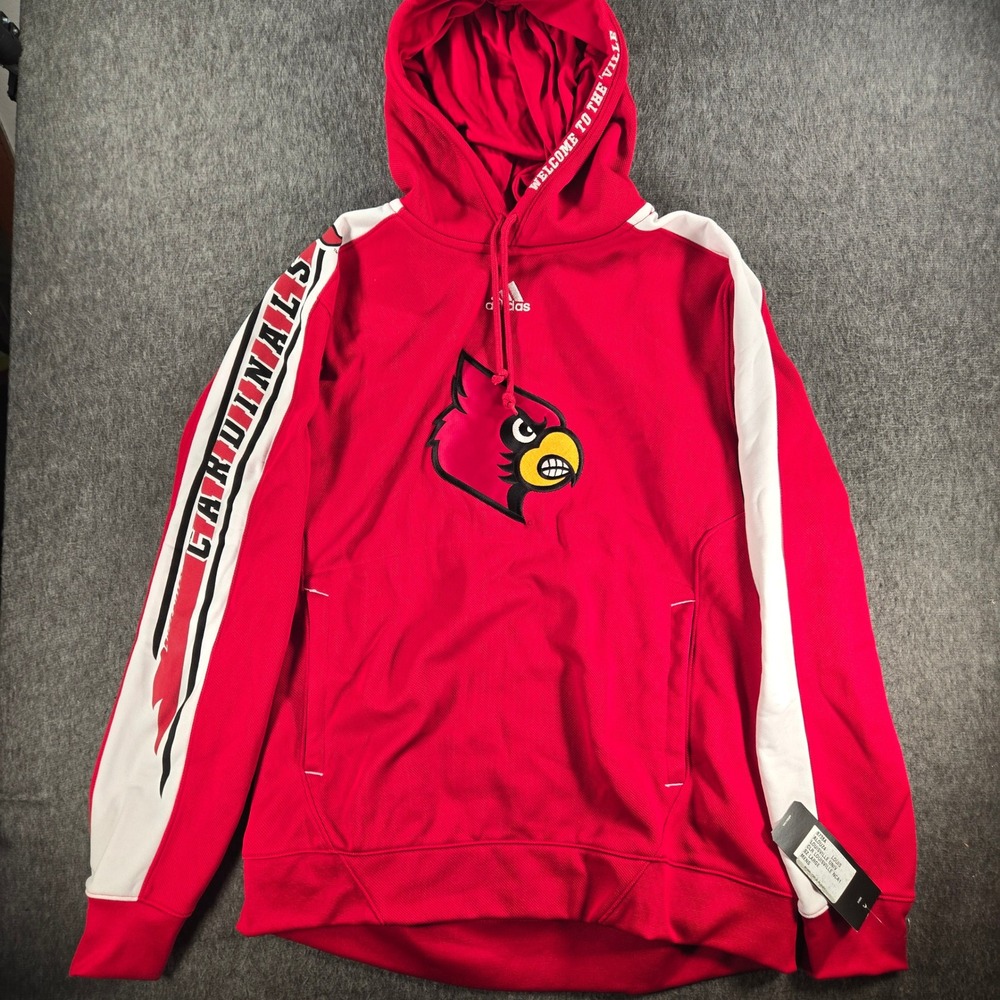 Adidas Louisville Cardinals Hoodie Mens Large Red ClimaWarm Pullover NWT